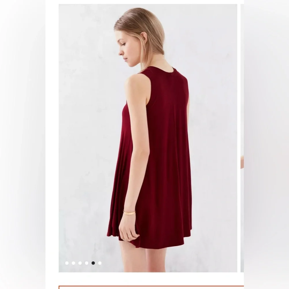 Silence + Noise Swingy Tank Dress Deep Red Burgundy Semi Sheer Flowy Mini Dress - Picture 11 of 15